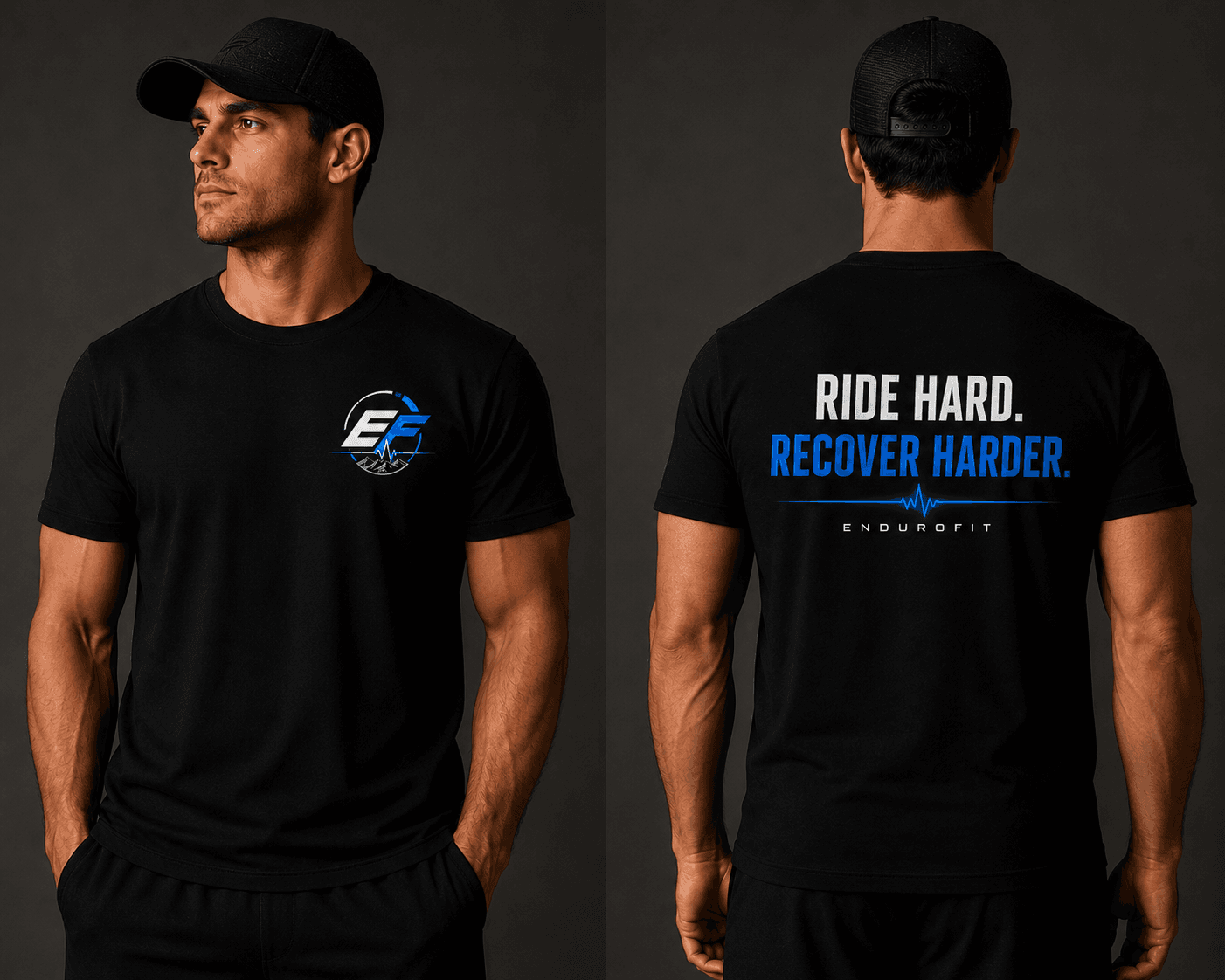 EnduroFit black tee, front and back